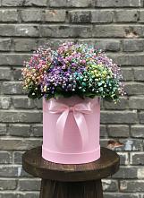 Цветочная композиция из Гипсофила и Розы в шляпной коробке #REPLACE_PRED# Новое Грешино