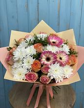 Букет цветов из:  Розы, Герберы и Хризантемы в Новое Грешино