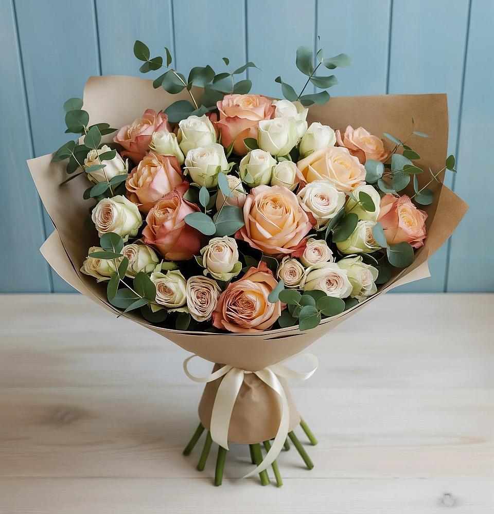 Букет цветов из: Альстромерии и Розы в Новое Грешино