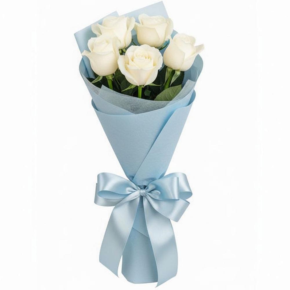 Букет 5 Белых роз Проуд в Новое Грешино
