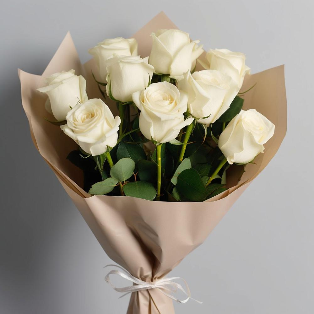 Букет 9 Белых роз Эдлесс Лав в Новое Грешино