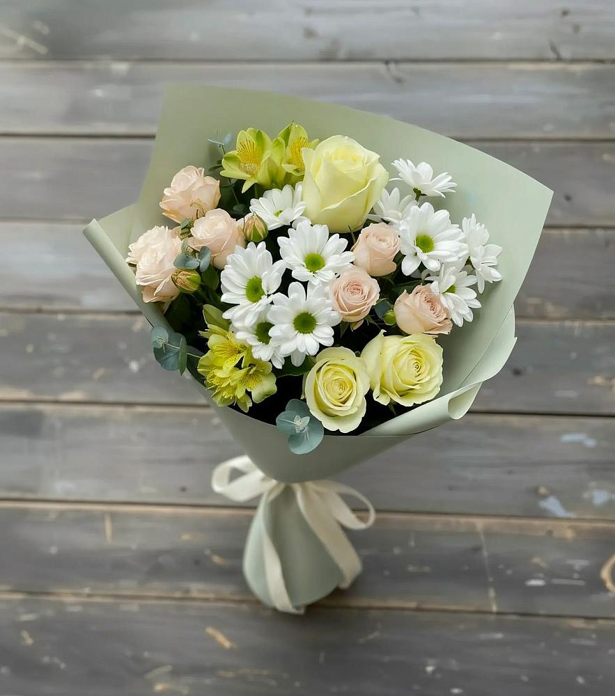Букет цветов из: Альстромерии, Розы и Хризантемы в Новое Грешино