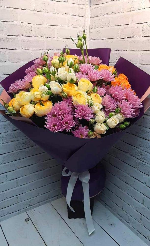 Букет цветов из: Хризантемы и Розы в Новое Грешино