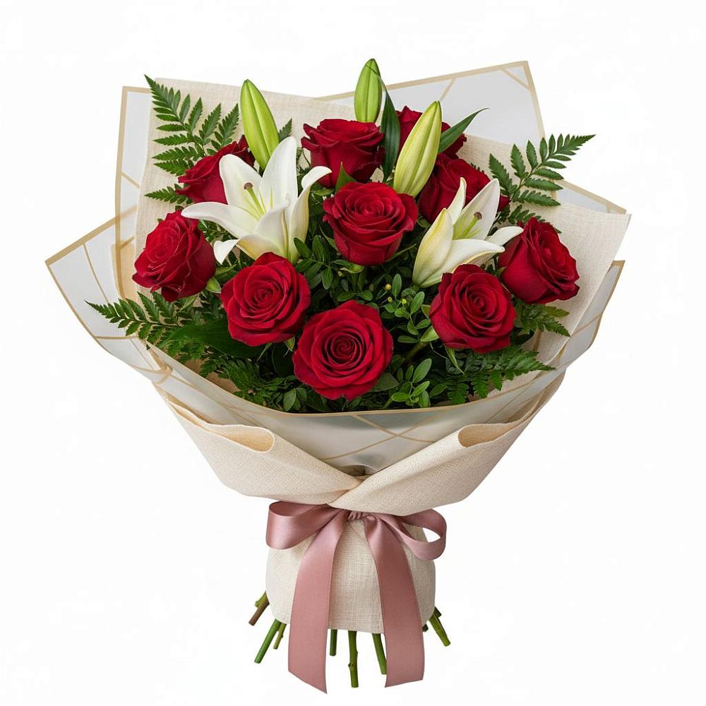 Букет цветов из: Лилии и Розы в Новое Грешино