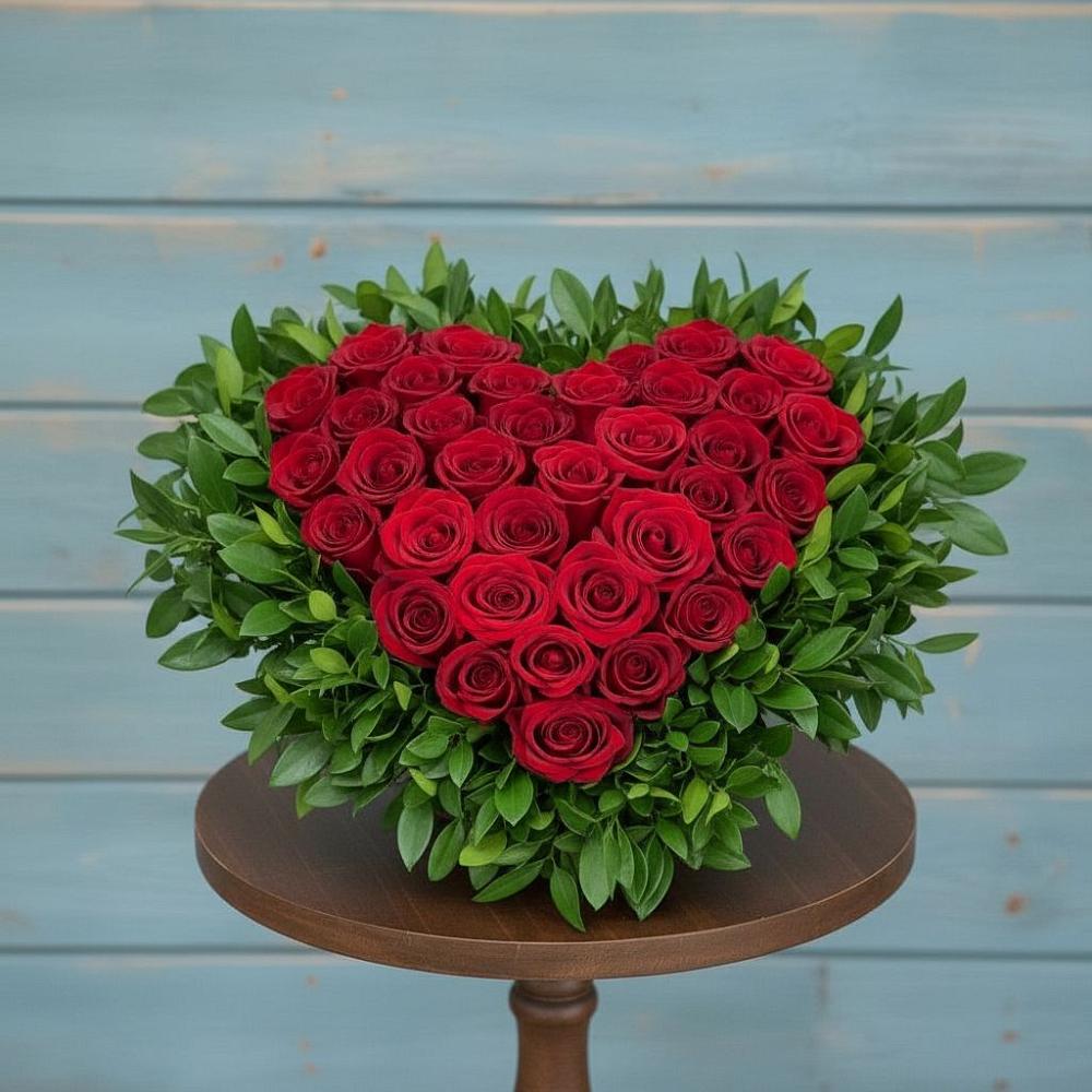 Цветочная композиция из Розы в виде сердца в Новое Грешино