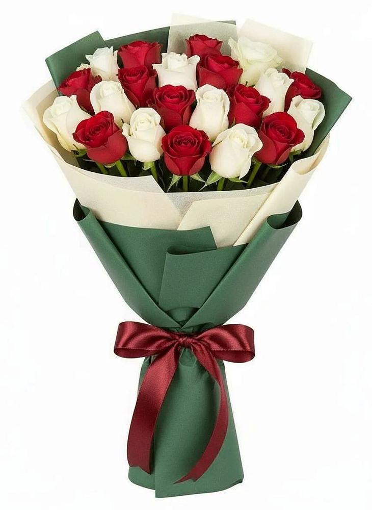 Букет Микс из красных и белых роз в Новое Грешино