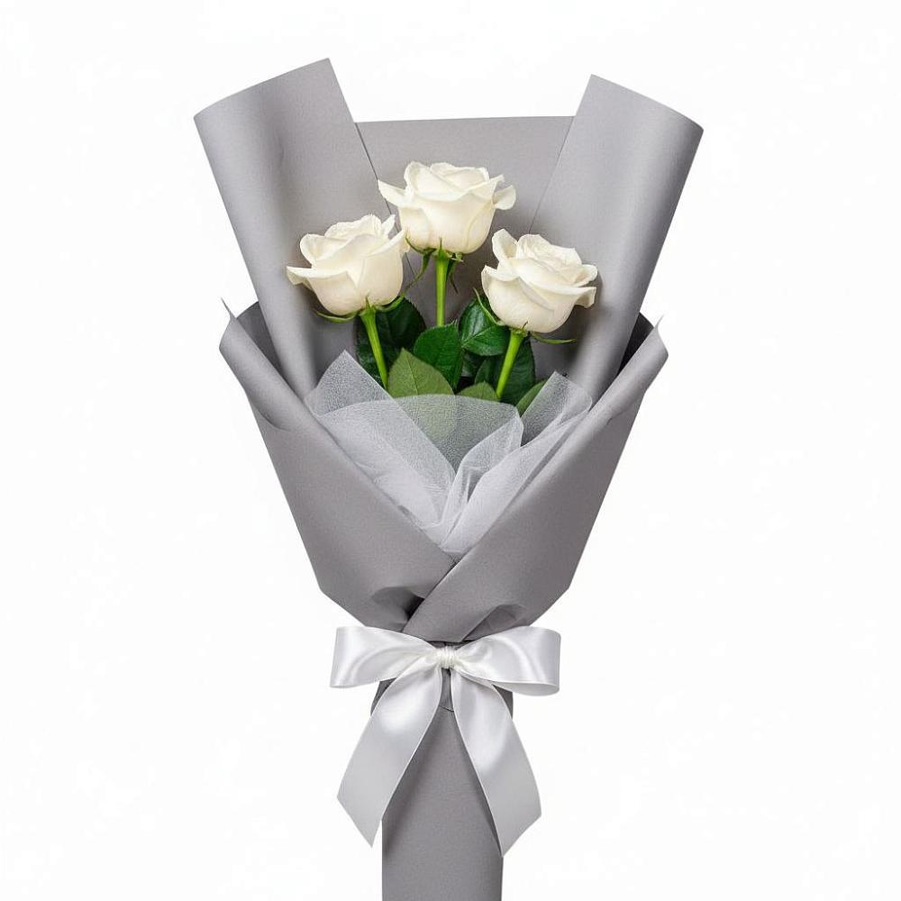 Букет 3 белые розы в Новое Грешино