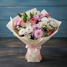 Букет цветов из:  Хризантемы, Альстромерии и Розы в Новое Грешино