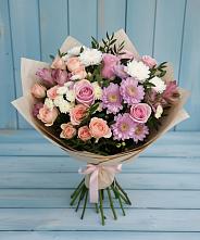 Букет цветов из:  Хризантемы, Розы и Альстромерии в Новое Грешино