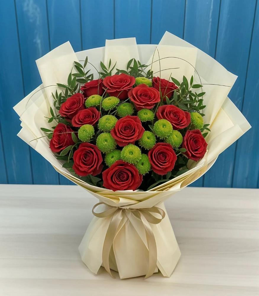 Букет цветов из: Розы и Хризантемы в Новое Грешино