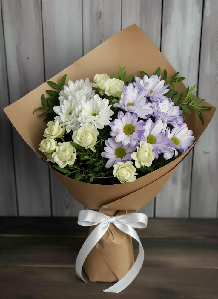 Букет цветов из: Хризантемы и Розы в Новое Грешино
