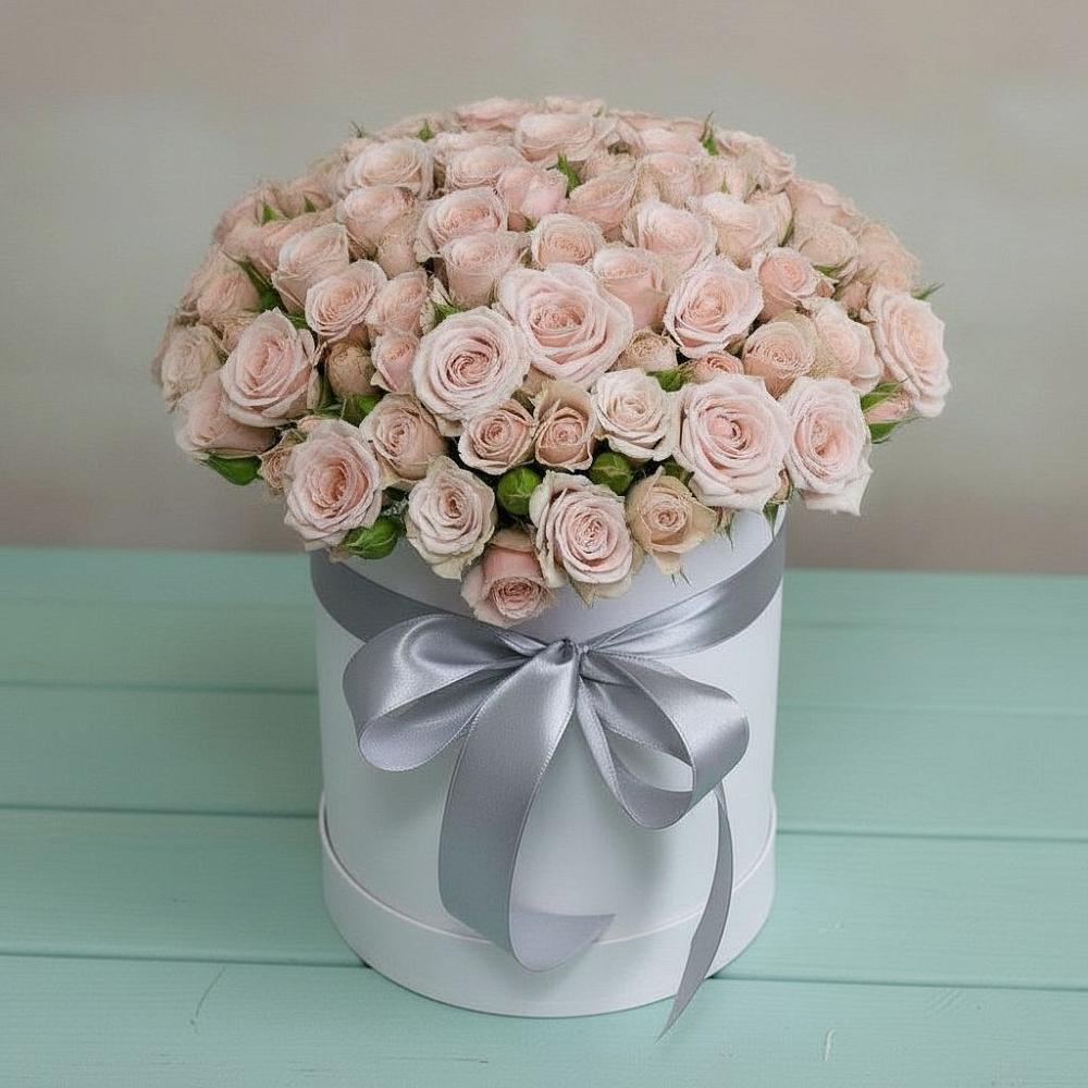 Цветочная композиция из Розы в шляпной коробке в Новое Грешино